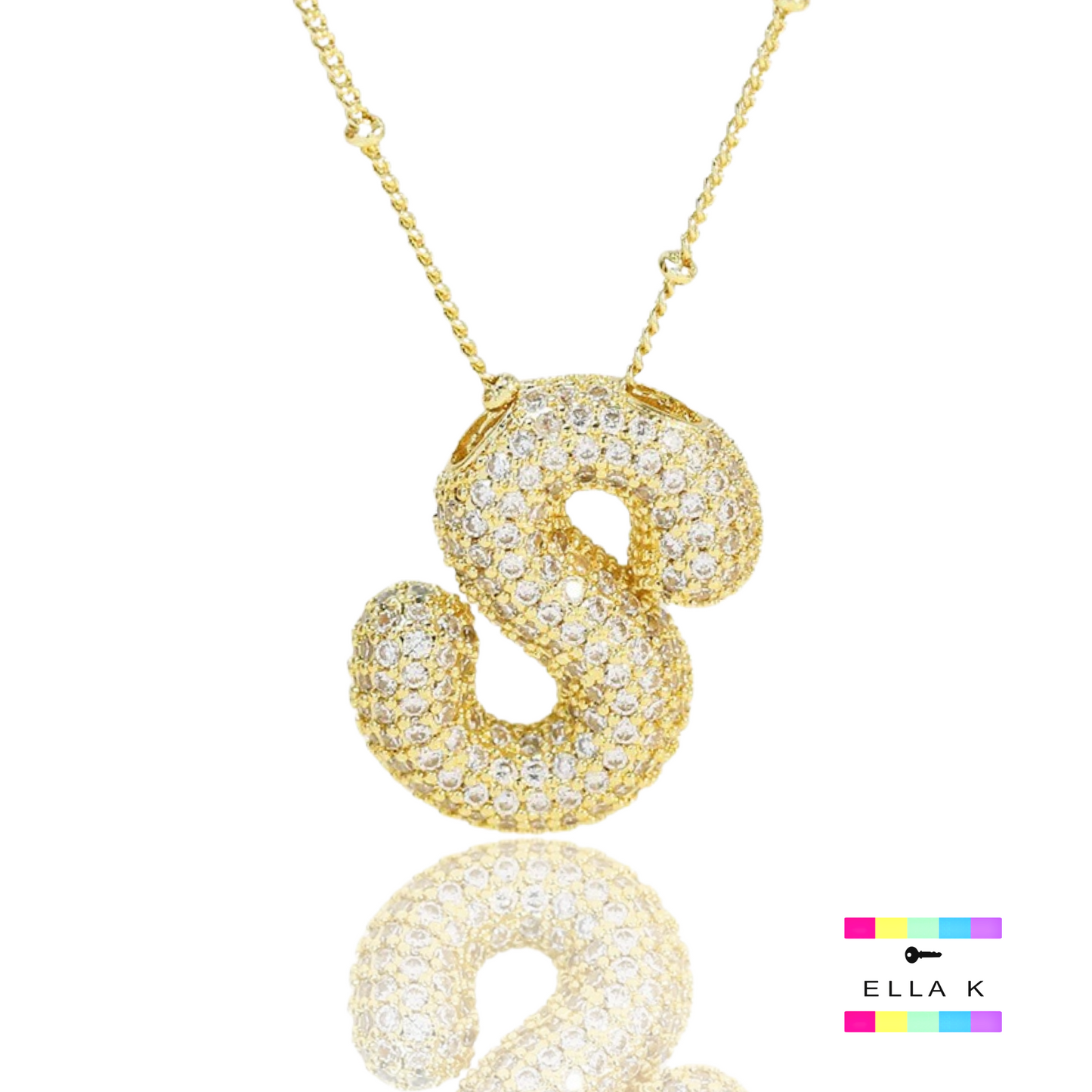 Pave Bubble Letter Necklace