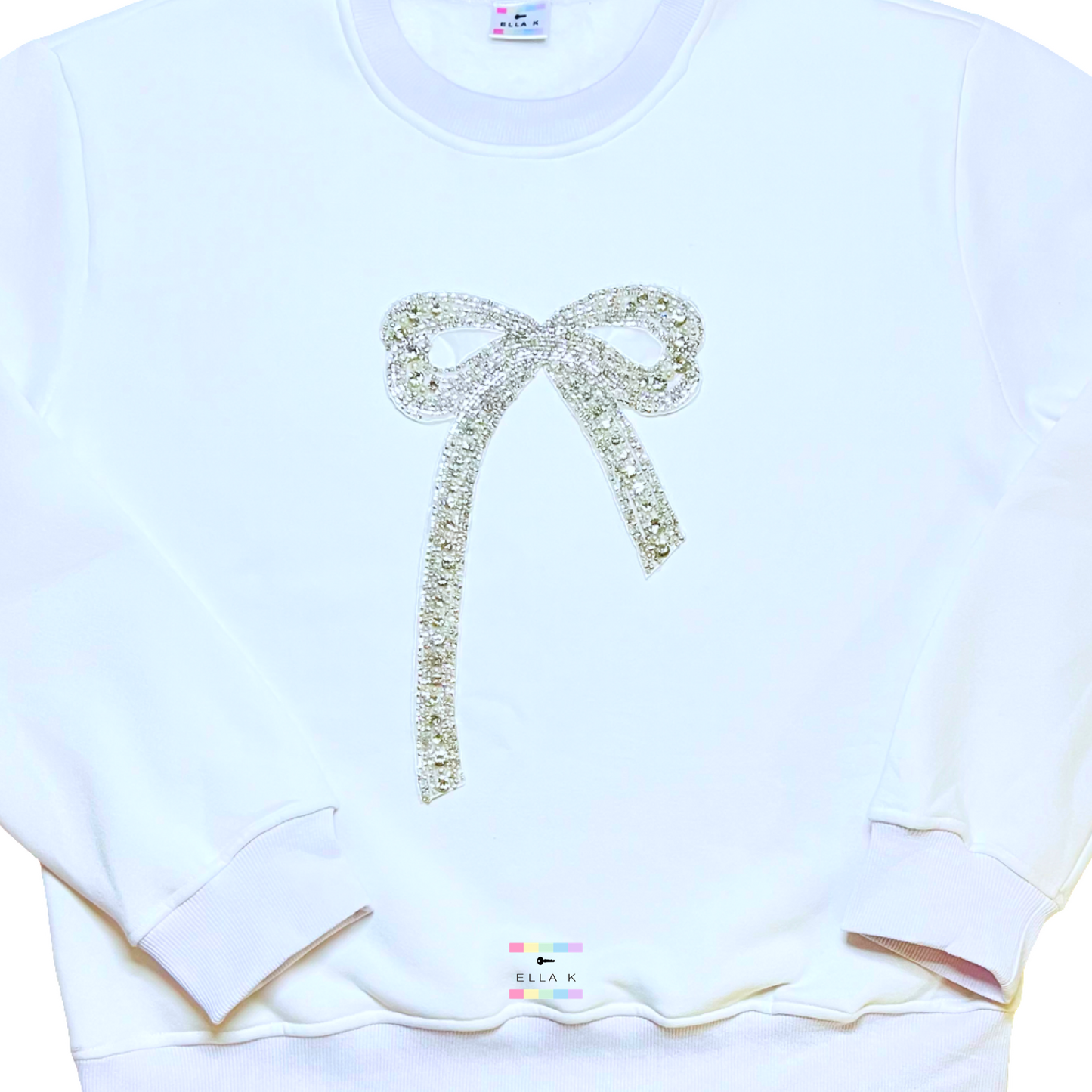 Rhinestone & Pearl Embellished Coquette Bow Pullover