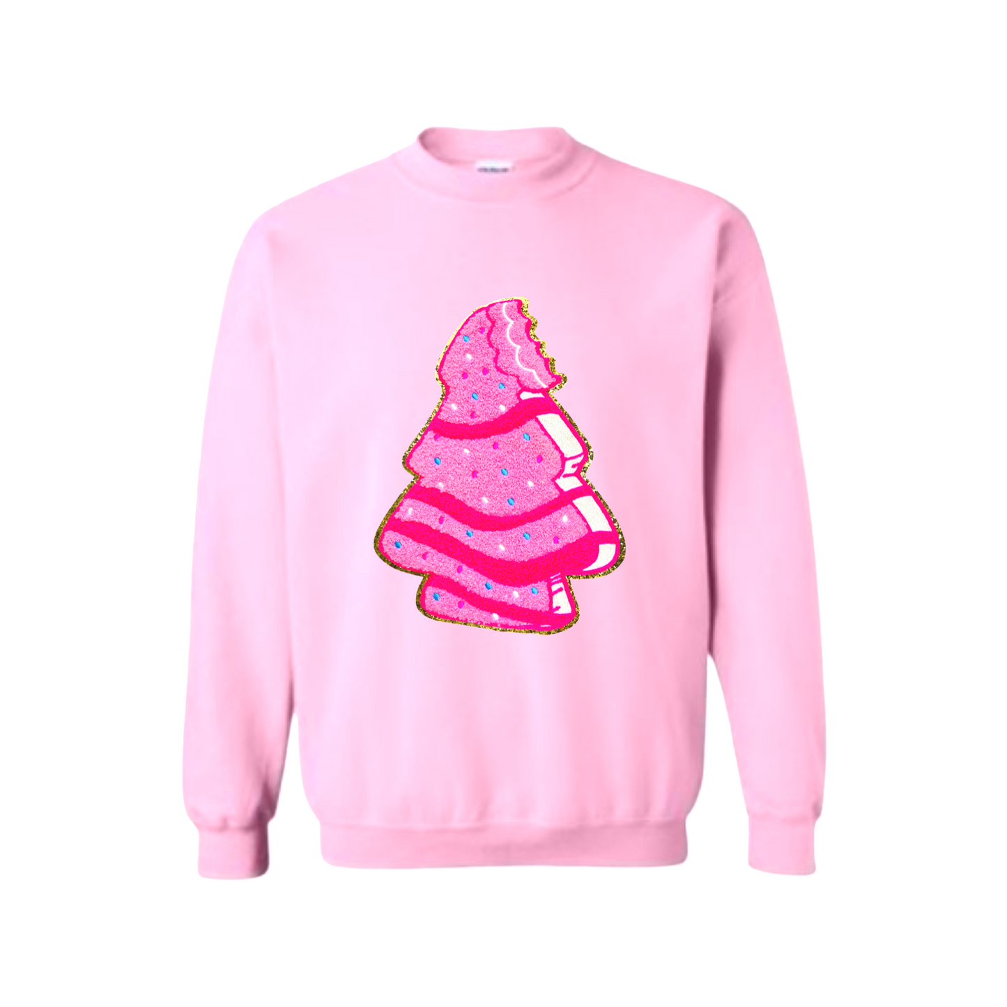 Preppy Pink Christmas Tree Snack Cake Sweatshirt