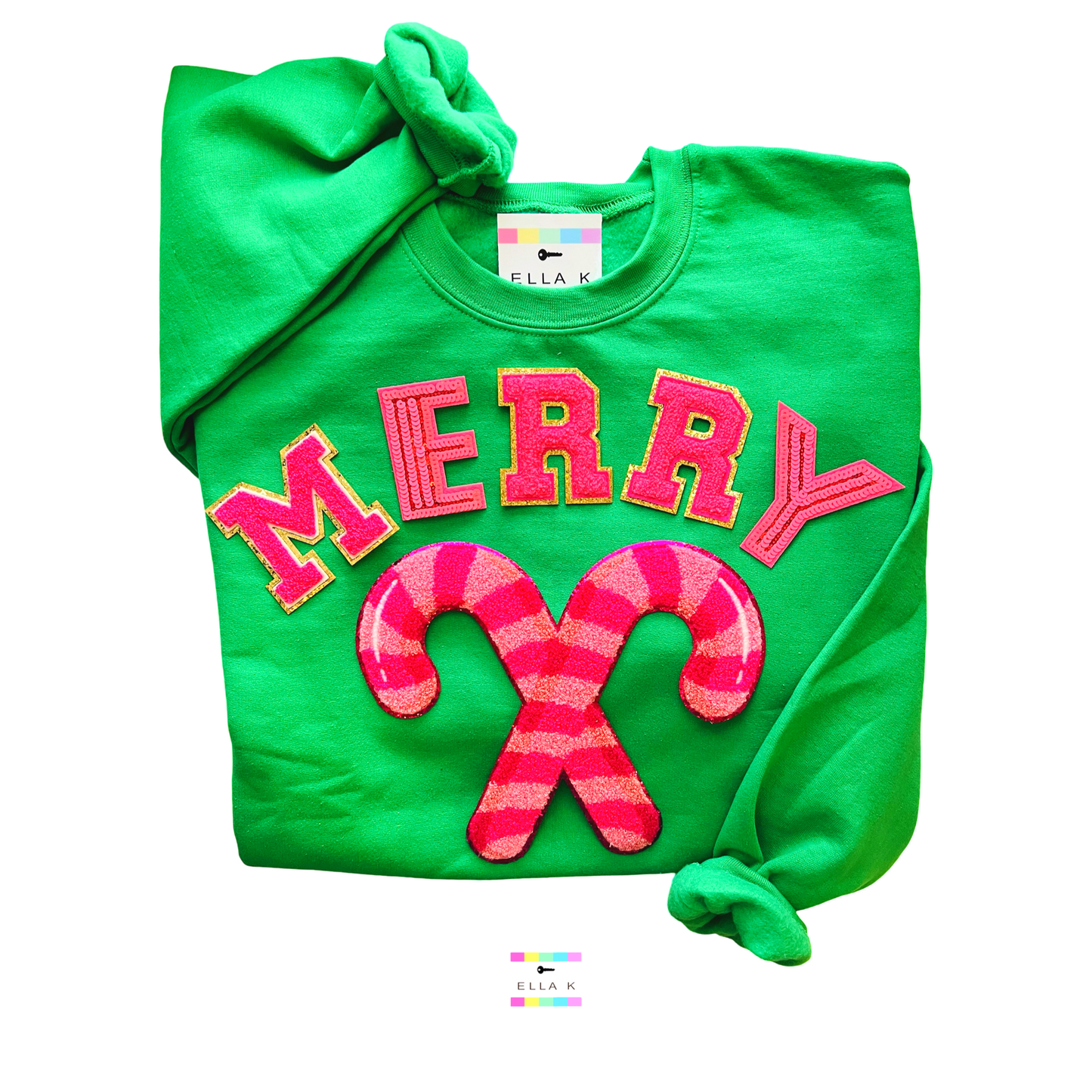 Preppy Pink Candy Cane Merry Christmas Sweatshirt