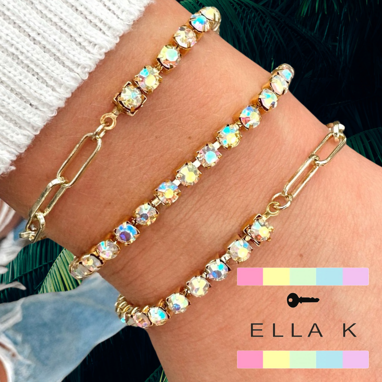 Bella Tennis & Paperclip Link Bracelet