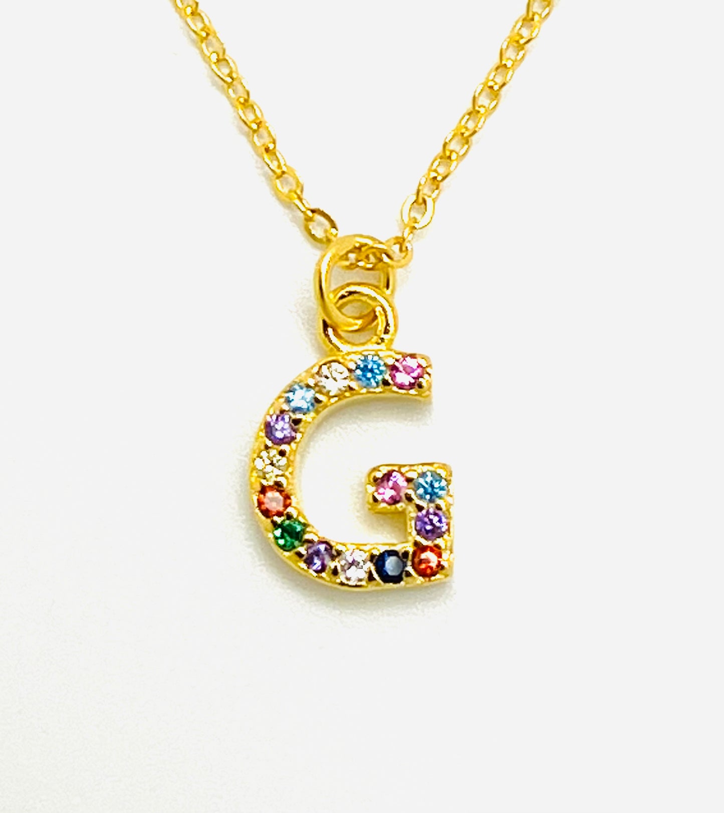 Rainbow Mini Initial Necklace