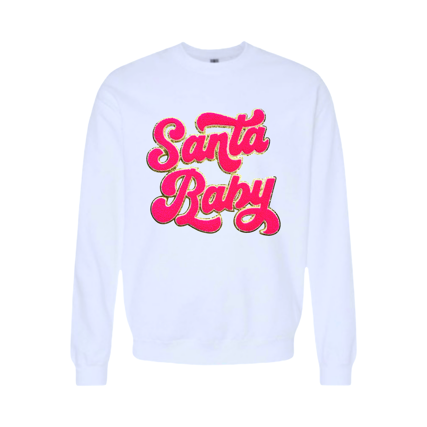 Bright Pink Chenille Santa Baby Sweatshirt