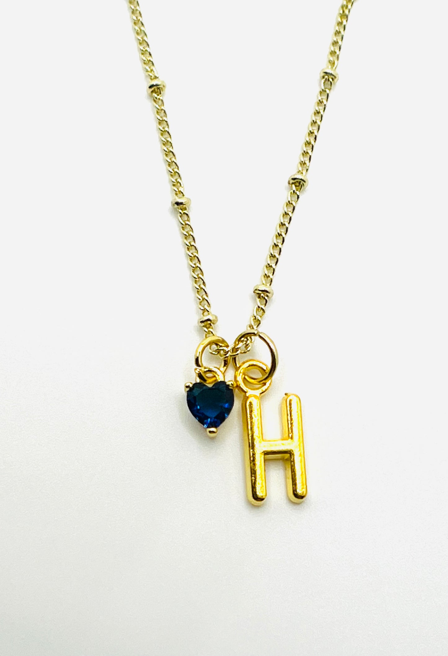 Kylie Sapphire Heart Initial Necklace