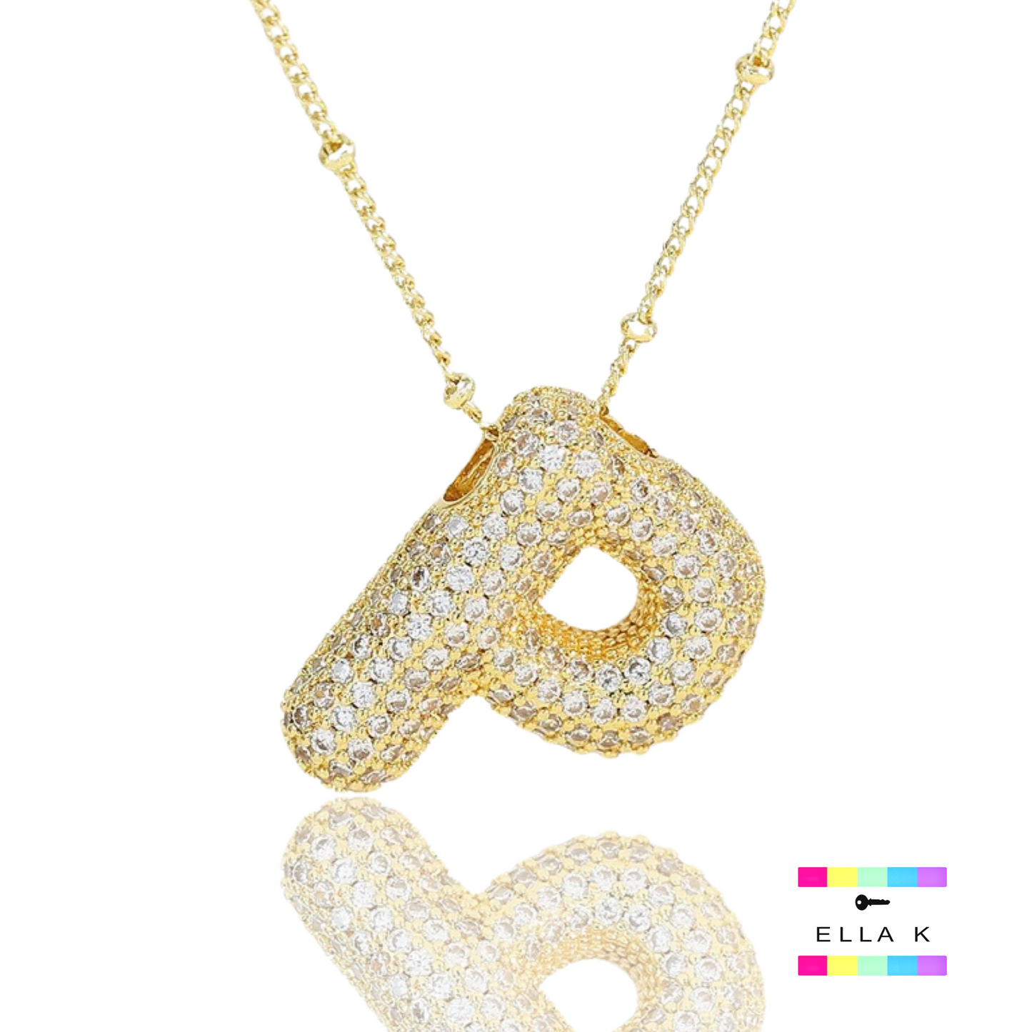 Pave Bubble Letter Necklace