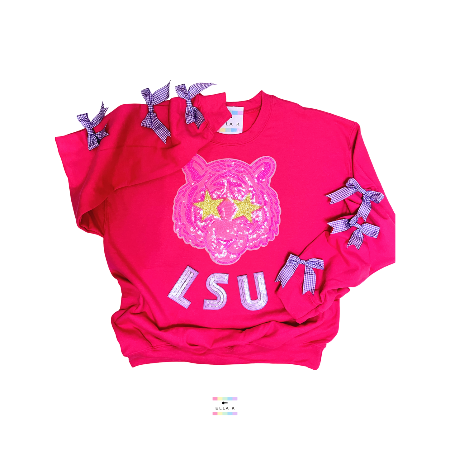 Hot Pink LSU “Geaux Tigers” Coquette Bow Pullover