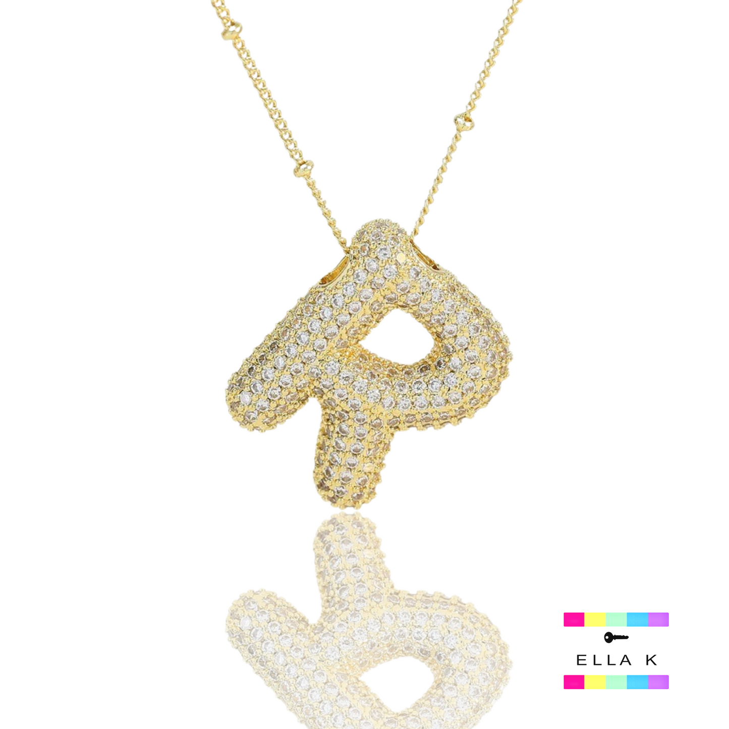 Pave Bubble Letter Necklace