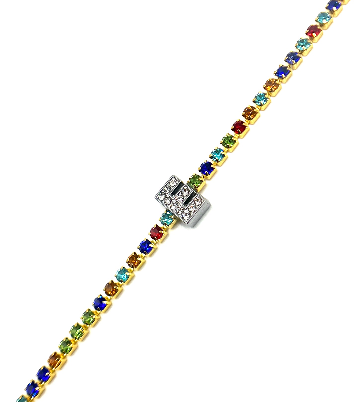 Initial Rainbow Tennis Bracelet