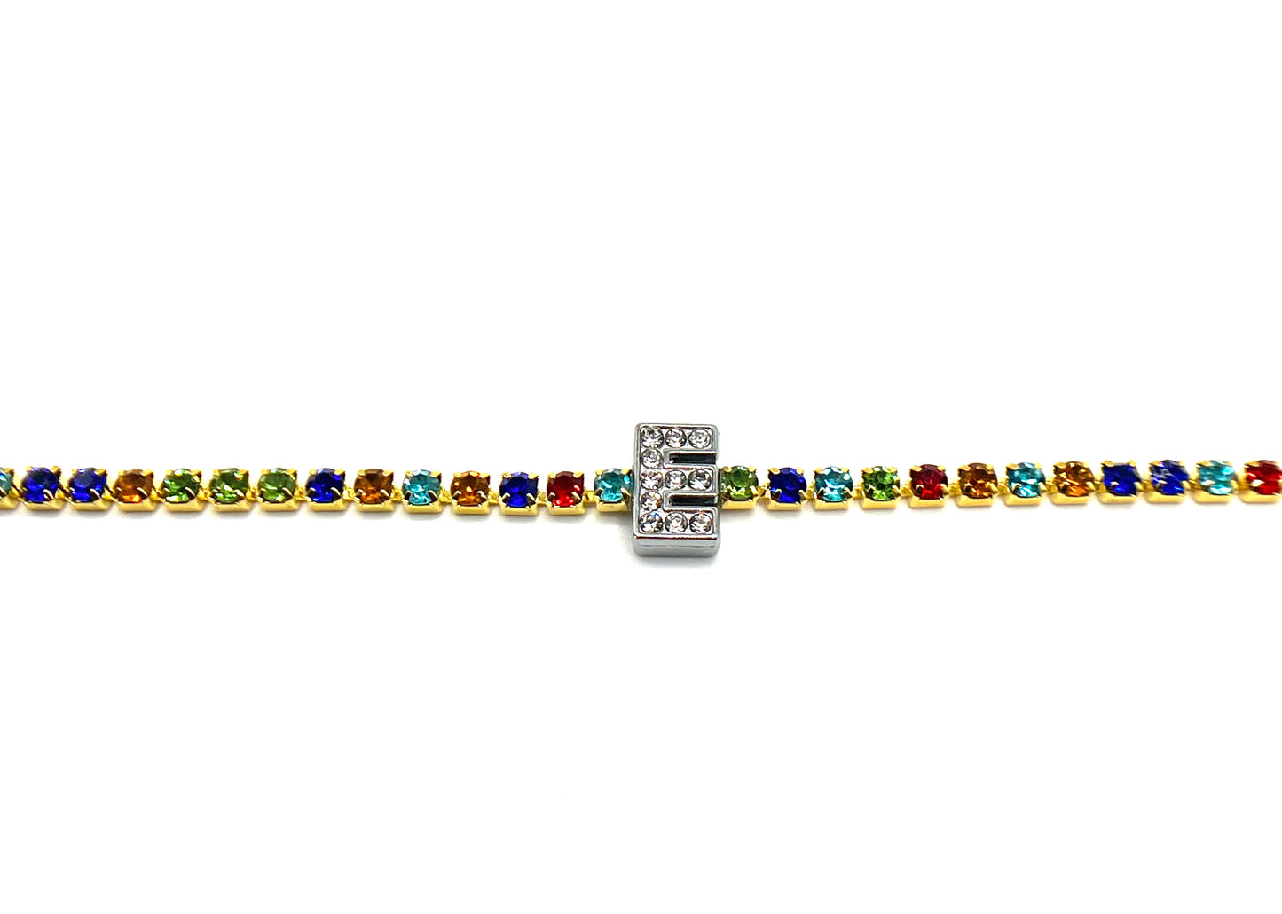 Initial Rainbow Tennis Bracelet