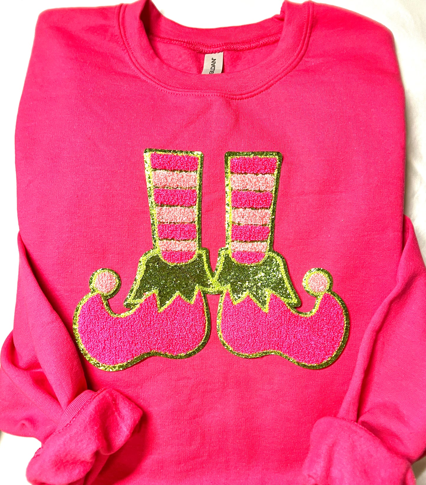 Preppy Pink Elf Shoes Hot Pink Christmas Sweatshirt