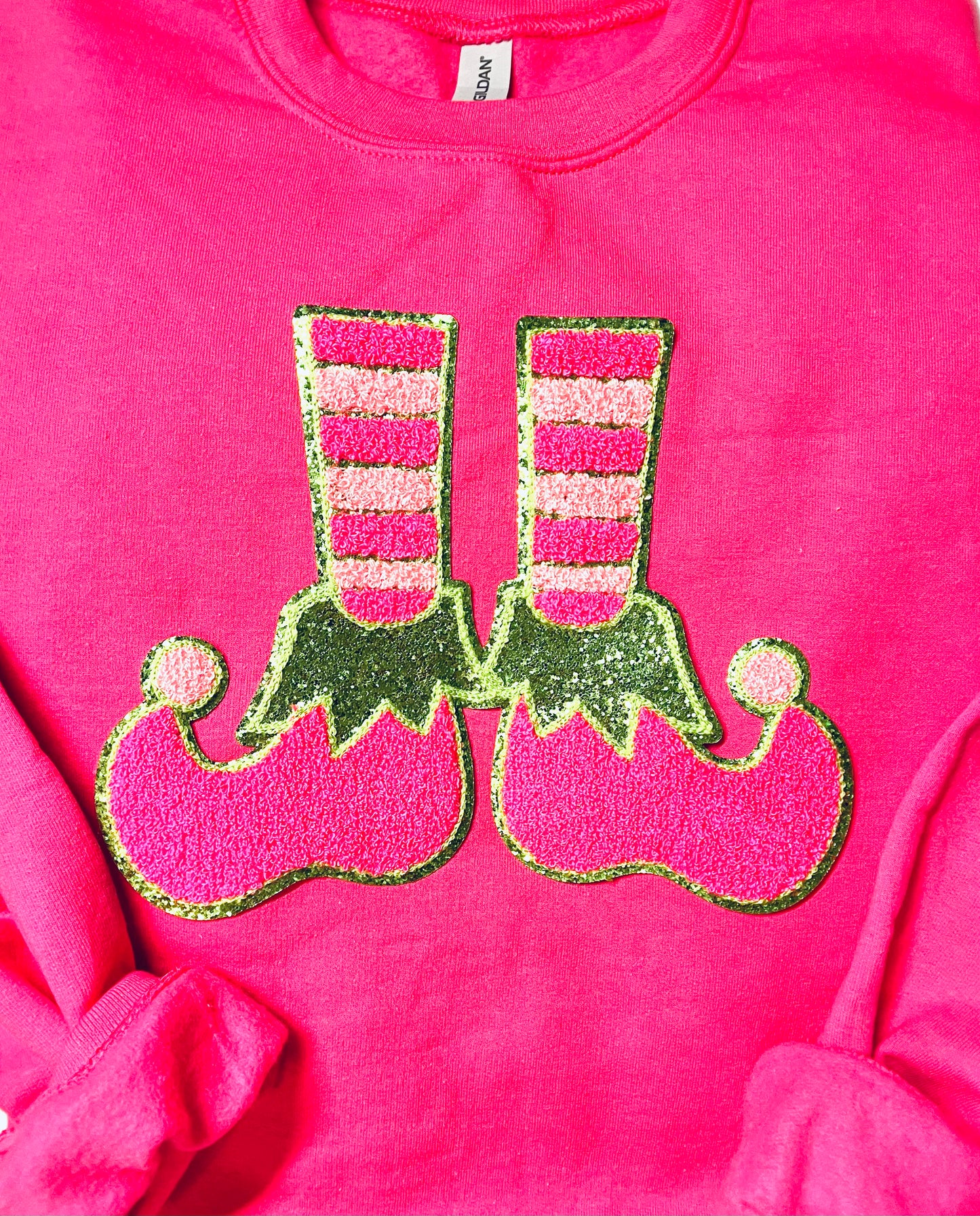 Preppy Pink Elf Shoes Hot Pink Christmas Sweatshirt