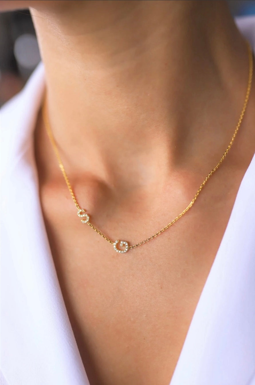 The Original Pave Double Initial Necklace