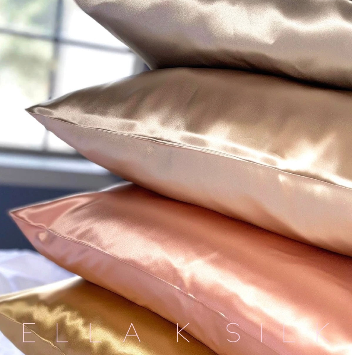 Ella K 100% Pure Mulberry Silk Pillowcase -  Queen Size - Golden